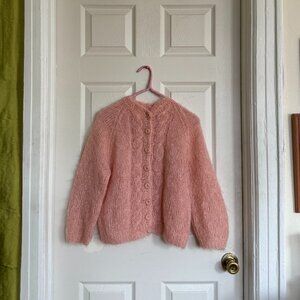 Vintage Hand-Knit Pink Wool Sweater